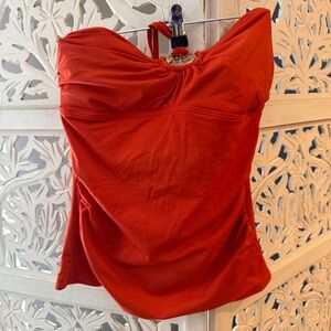 MICHAEL Michael Kors Coral Logo Ring Tankini Top Sz XS